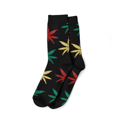 CALZINI LUNGHI - TAGLIA 40-45 NERO/ RASTA - 1 PAIO