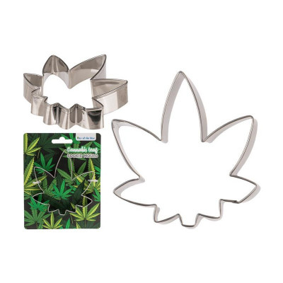 TAGLIABISCOTTI IN METALLO FOGLIA DI CANNABIS 11 X 10 X 2,5 CM